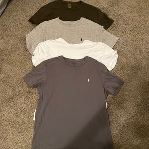 4 polo ralph lauren t shirts. Mens size L. Grey, green, tan, white.